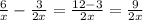 \frac{6}{x} - \frac{3}{2x} = \frac{12-3}{2x}= \frac{9}{2x}