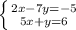 \left \{ {{2x-7y=-5} \atop {5x +y=6 }} \right.