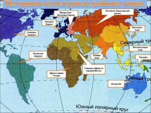 1.перечислите -культурные районы мира 2.что оказало влияние на формирование каждого из них.