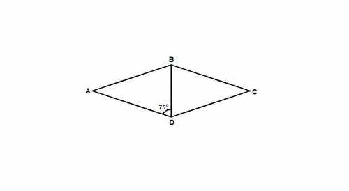 Abcd-ромб вычислите градусные меры углов треугольника bcd угол adb=75 градусо