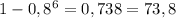 1-0,8^6=0,738=73,8