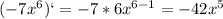 (-7x^6)`=-7*6x^{6-1}=-42x^5