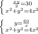 \left \{ {{ \frac{xy}{2} =30} \atop {x^2+y^2=4x^2}} \right.\\\\ \left \{ {{y= \frac{60}{x}} \atop {x^2+y^2=4x^2}} \right.