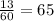 \frac{13}{60} =65