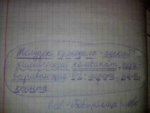 Синтаксический разбор: желудок крокодила - адский комбинат переваривающие все шерсть , рога , капыта