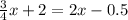 \frac{3}{4}x+2=2x-0.5