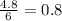 \frac{4.8}{6} =0.8