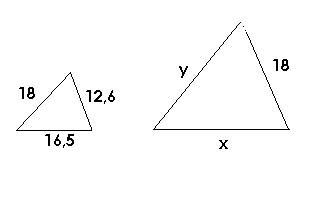 Стороны треугольника равны 12,6 м, 16,5 м и 18 м. найдите стороны треугольника, подобного данному, е