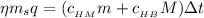 \eta m_s q = ( c_{_{HM}}m +c_{_{HB}}M ) \Delta t