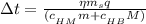 \Delta t = \frac{ \eta m_s q }{ ( c_{_{HM}}m +c_{_{HB}}M ) }