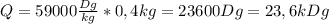 Q=59000 \frac{Dg}{kg}*0,4kg=23600Dg=23,6kDg