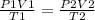 \frac{P1V1}{T1} = \frac{P2V2}{T2} &#10;