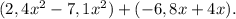 (2,4x^{2} -7,1x^{2} )+(-6,8x+4x).