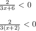 \frac{2}{3x+6}\ \textless \ 0\\\\ \frac{2}{3(x+2)}\ \textless \ 0