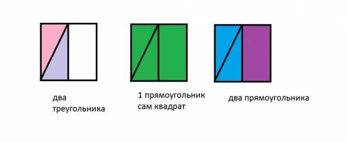 Вквадрате проведи два отрезка так, чтобы получилось два треугольника и три прямоугольника?