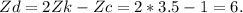 Zd=2Zk-Zc=2*3.5-1=6.