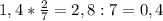 1,4* \frac{2}{7} =2,8:7=0,4