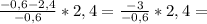 \frac{-0,6-2,4}{-0,6} *2,4 = \frac{-3}{-0,6} *2,4 =