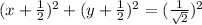 (x+ \frac{1}{2} )^2+(y+ \frac{1}{2})^2=( \frac{1}{ \sqrt{2} } )^2