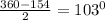 \frac{360-154}{2}=103^0