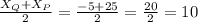 \frac{X_Q+X_P}{2}=\frac{-5+25}{2}=\frac{20}{2}=10