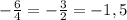 -\frac{6}{4} =- \frac{3}{2} = -1,5