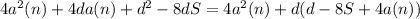 4a^2(n)+4da(n)+d^2-8dS=4a^2(n)+d(d-8S+4a(n))