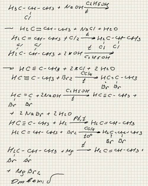 Распишите каждую реакцию подробно . в результате следующих превращений ch3-ch(вниз от него cl)-ch3--