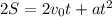 2S= 2v_{0} t+ a t^{2}