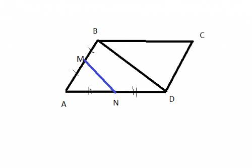 Через середины 2-х смежных сторон параллелограмма проведена прямая,отсекающая от параллелограмма тре