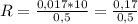 R = \frac{0,017*10}{0,5} = \frac{0,17}{0,5}