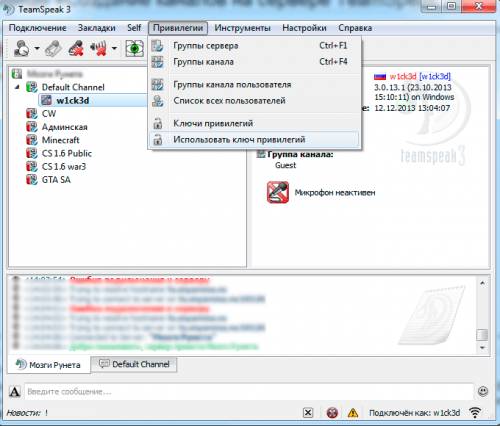 Как поставить пароль на сервер в teamspeak'e