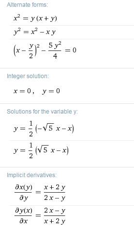 Как решить уравнение: x^2 - y^2 - x*y = 0