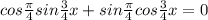 cos \frac{ \pi }{4} sin \frac{3}{4} x+sin \frac{ \pi }{4} cos \frac{3}{4} x=0