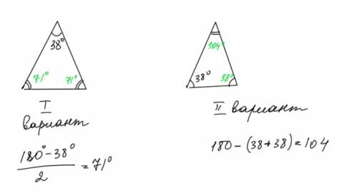 Вравнобедренном треугольнике сумма всех углов равна 180°.найдите углы этого треугольника, если извес