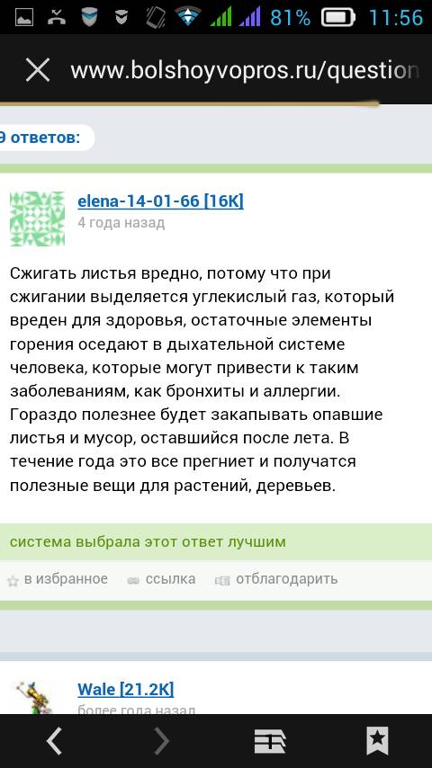 По какой причине листья с деревьев в городе лучше не сжигать ?