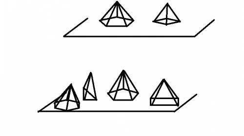 Нарисуй на нижней полке на две пирамидки больше,чем стоит на верхней полке? (на верхней полке 2пирам