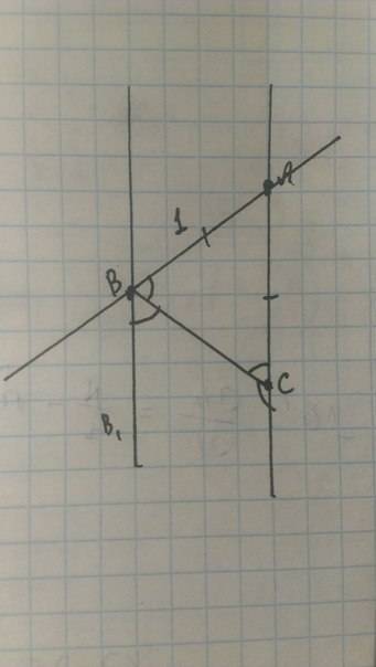 Некоторая прямая пересекает параллельные прямые а и в в точках а и в соответственно. биссектриса одн