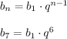 b_n=b_1\cdot q^{n-1} \\ \\ b_7=b_1\cdot q^6