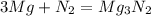 3Mg+ N_{2} = Mg_{3} N_{2}