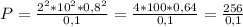 P = \frac{2^2 * 10^2 * 0,8^2}{0,1} = \frac{4*100*0,64}{0,1} = \frac{256}{0,1}