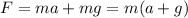 F=ma+mg=m(a+g)