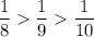 \displaystyle {\frac{1}{8} \frac{1}{9} \frac{1}{10} }