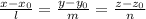 \frac{x-x_{0}}{l}=\frac{y-y_{0}}{m}=\frac{z-z_{0}}{n}