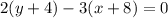 2(y+4)-3(x+8)=0