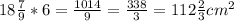 18 \frac{7}{9} *6= \frac{1014}{9} = \frac{338}{3} =112 \frac{2}{3} cm^2