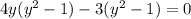 4y(y^2-1)-3(y^2-1)=0