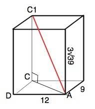 Впрямоугольном параллелепипеде abcda1b1c1d1 известно, что ad=12, cc1=3√39, ab=9 (см. найдите длину д