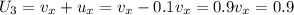 U_3 = v_x + u_x = v_x - 0.1v_x = 0.9v_x = 0.9