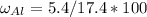 \omega_{Al} = 5.4/17.4 * 100